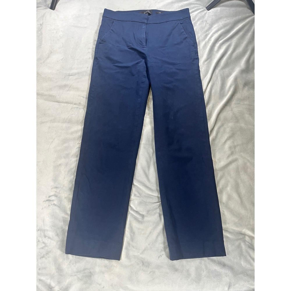 J.Crew Kate Straight Leg Ankle 4T Navy Blue Cotton Blend Office Career Work Pant